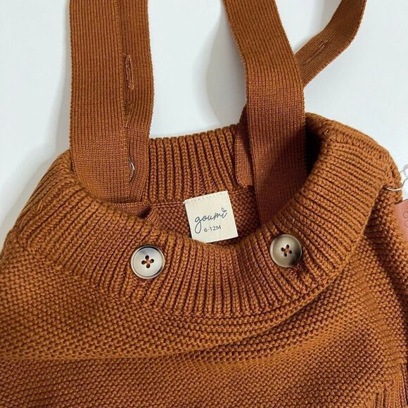 NWT Goumi Kids Knit Suspender Bloomers SZ 6-12 mo Sienna Baby Organic Cotton Sho - Picture 2 of 3